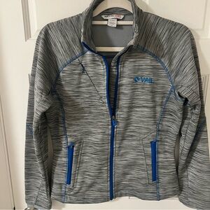 Women's North End Flux Melange Bonded Fleece Jacket Vail LogoGrey/Blue Small